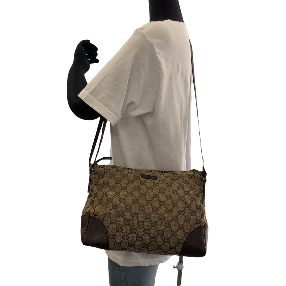 GUCCI Brown Beige Shoulder Bag Messenger GG Canvas - Picture 7 of 10